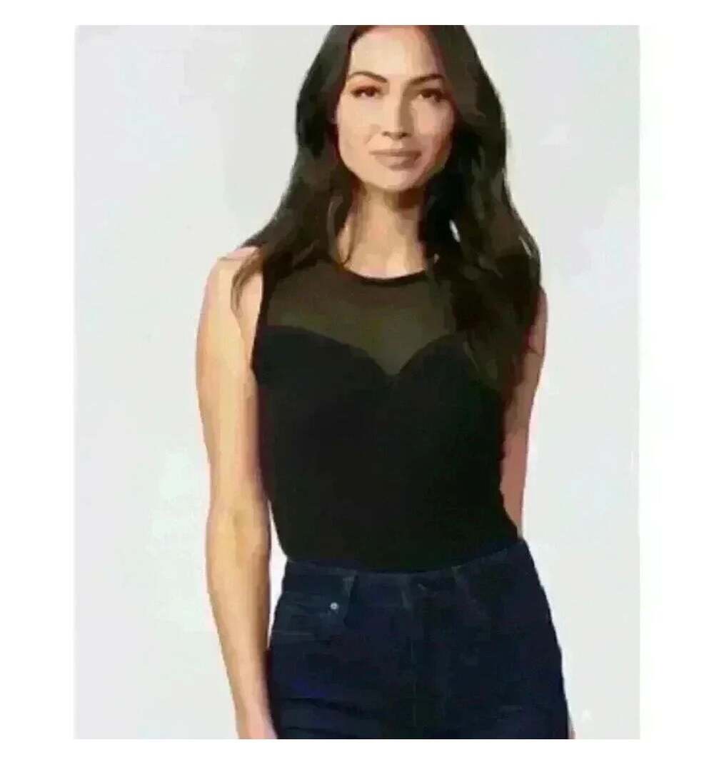 NWT PAIGE Sevilla Thong Bodysuit in Black SMALL